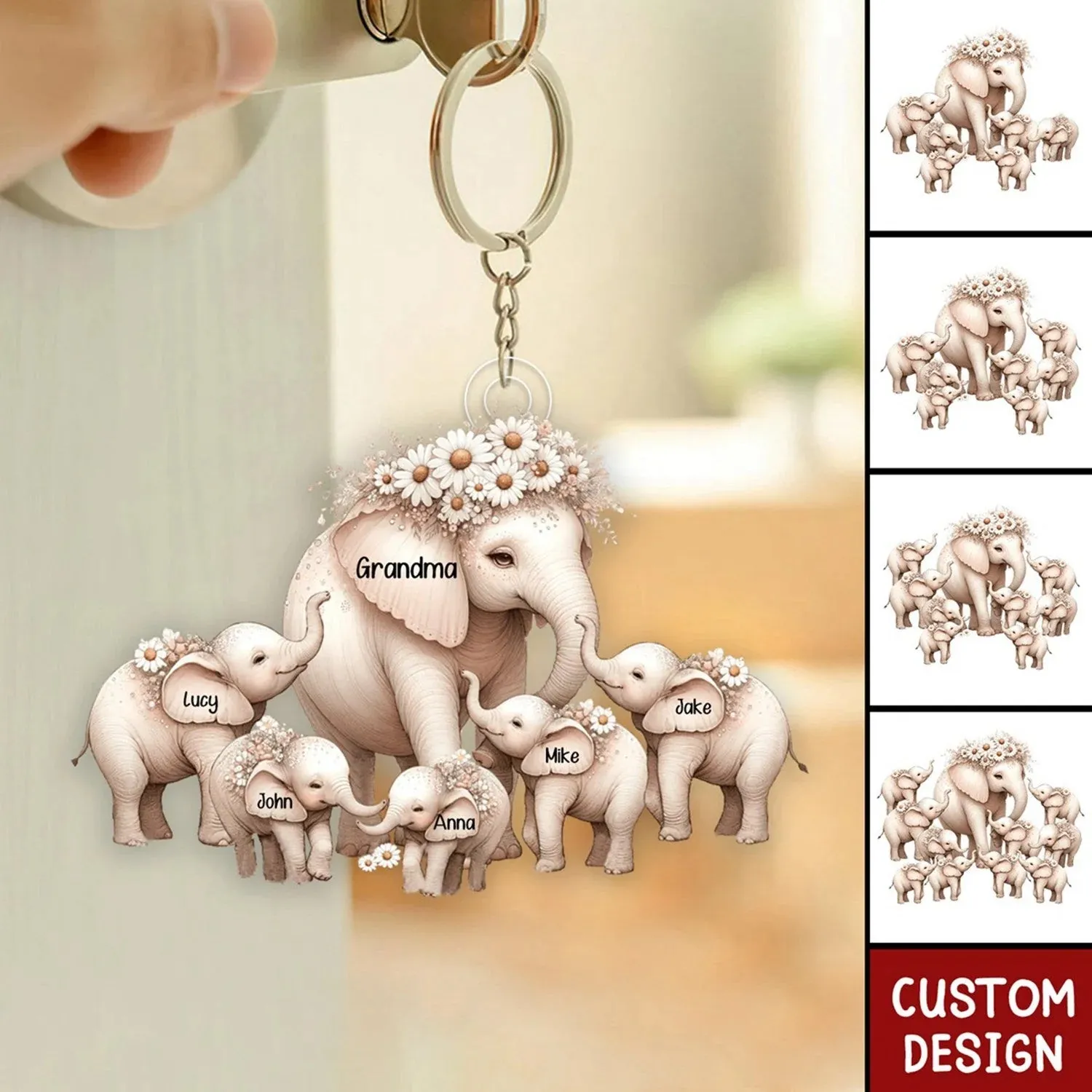 Shineful Gift For Mother's Day - Mom/Nana Elephant With Little Kids Personalized Acrylic Keychain