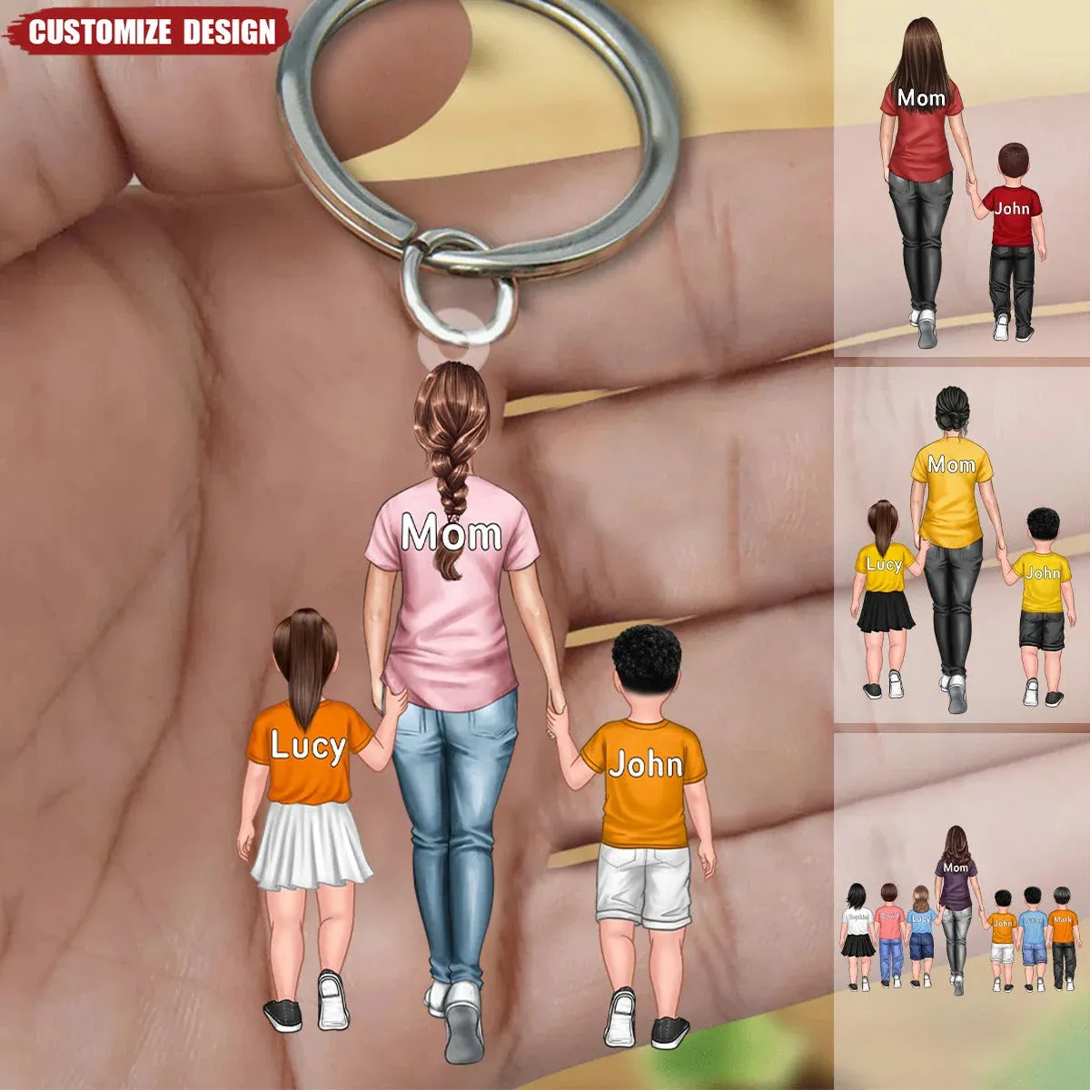 Shineful Gift For Mother's Day - Personalized Mom/Nana With Kids Acrylic Keychain