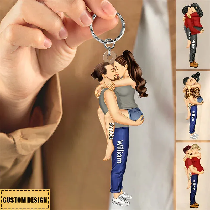 Shineful Keychain Couple Kissing Personalized