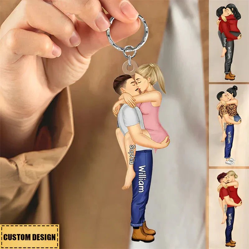 Shineful Keychain Couple Kissing Personalized