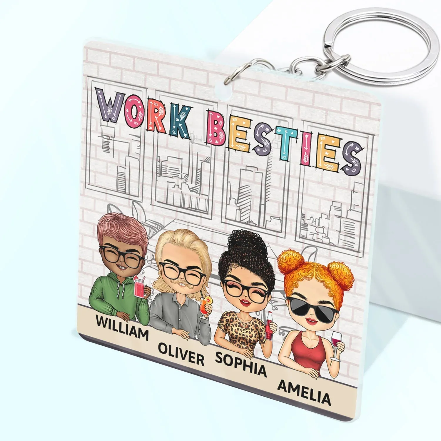 Shineful Mica Keychain Gift For Colleagues, Coworker, Besties - You Are The Reason I Don't Punch People At Work Colorful Personalized