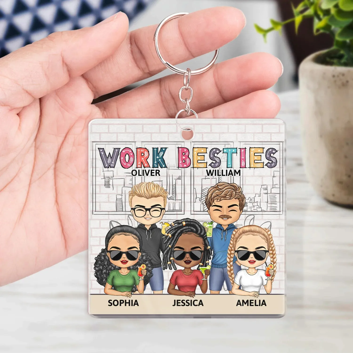 Shineful Mica Keychain Gift For Colleagues, Coworker, Besties - You Are The Reason I Don't Punch People At Work Colorful Personalized