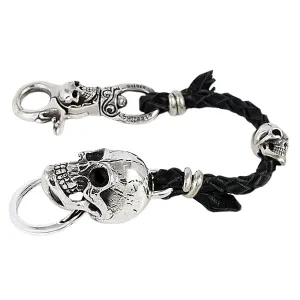 Skull Silver Leather Biker Keychain Wallet Holder