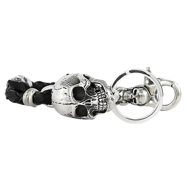 Skull Silver Leather Biker Keychain Wallet Holder