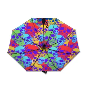 Skulls Rainbow All Over Automatic Umbrella