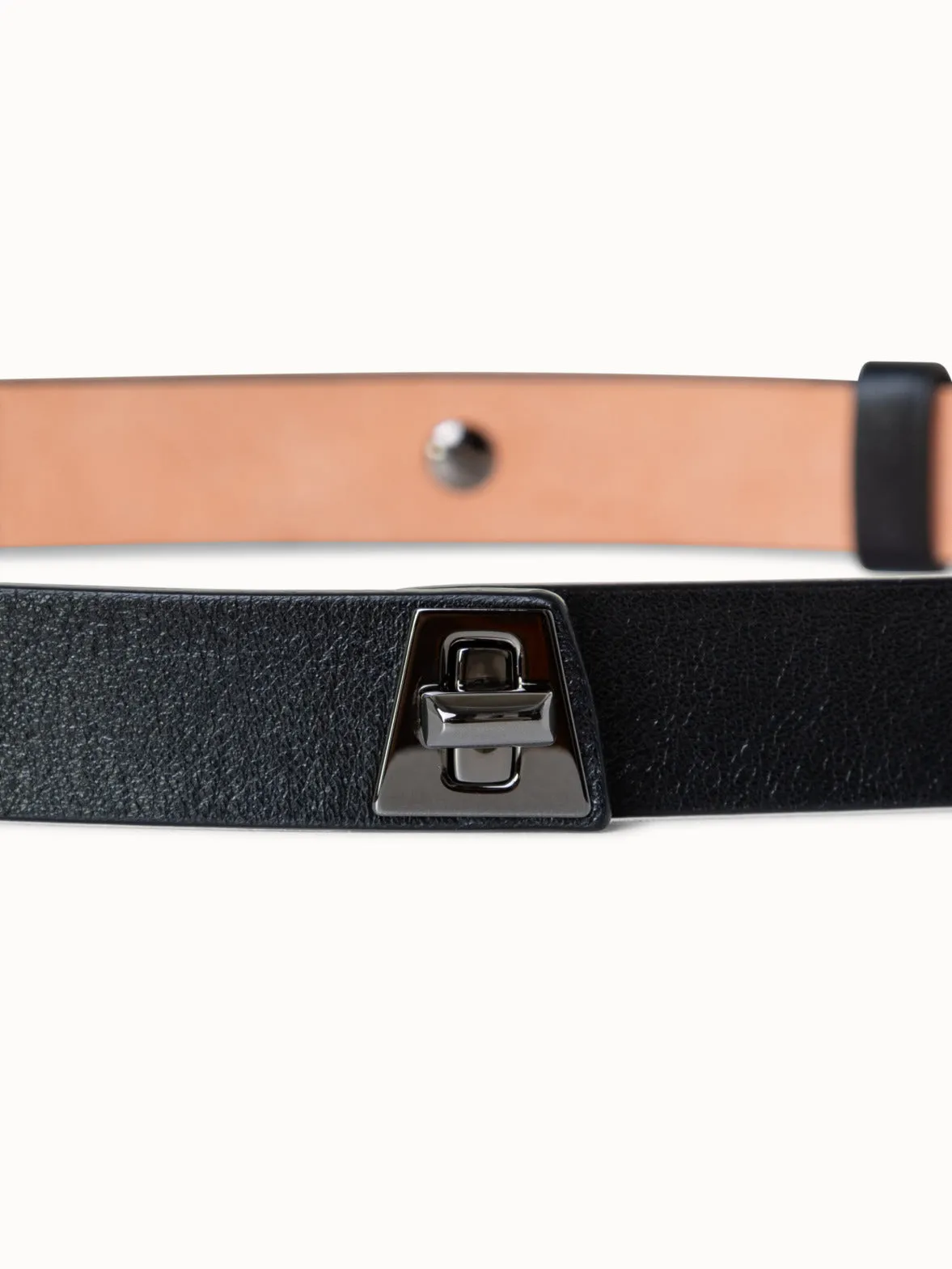 Slim Leather Belt with Turn Lock Closure