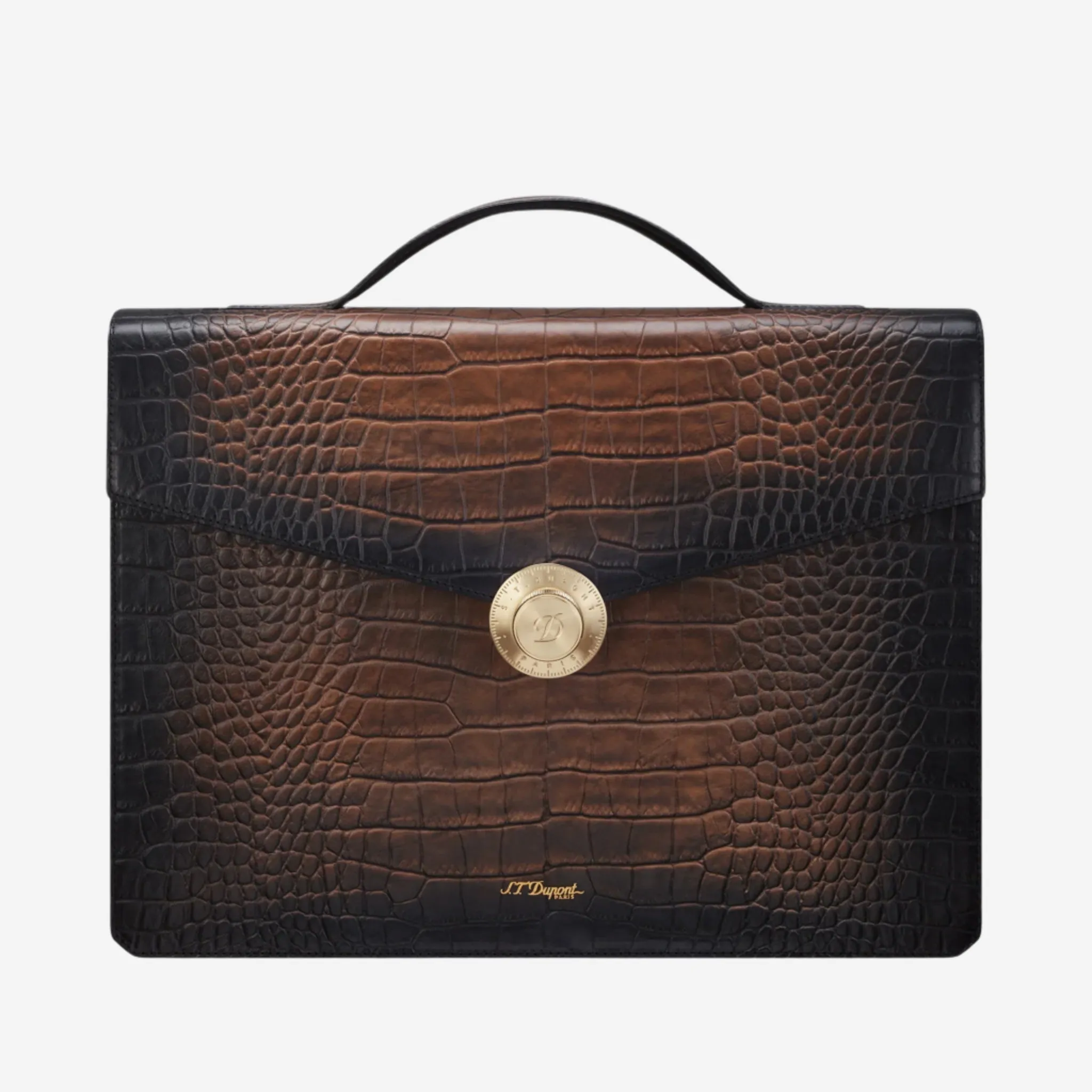 S.T. Dupont Atelier Brown Leather Briefcase 191474
