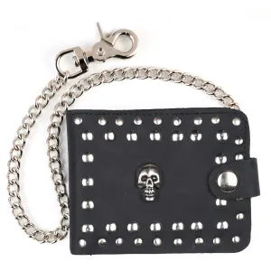 Studded Skull Billfold w/ Chain