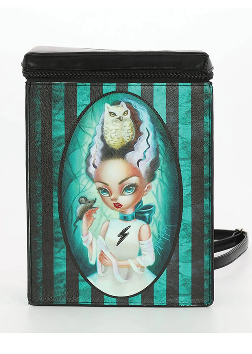 Succubus Bags Bride of Frankenstein Striped Backpack Black