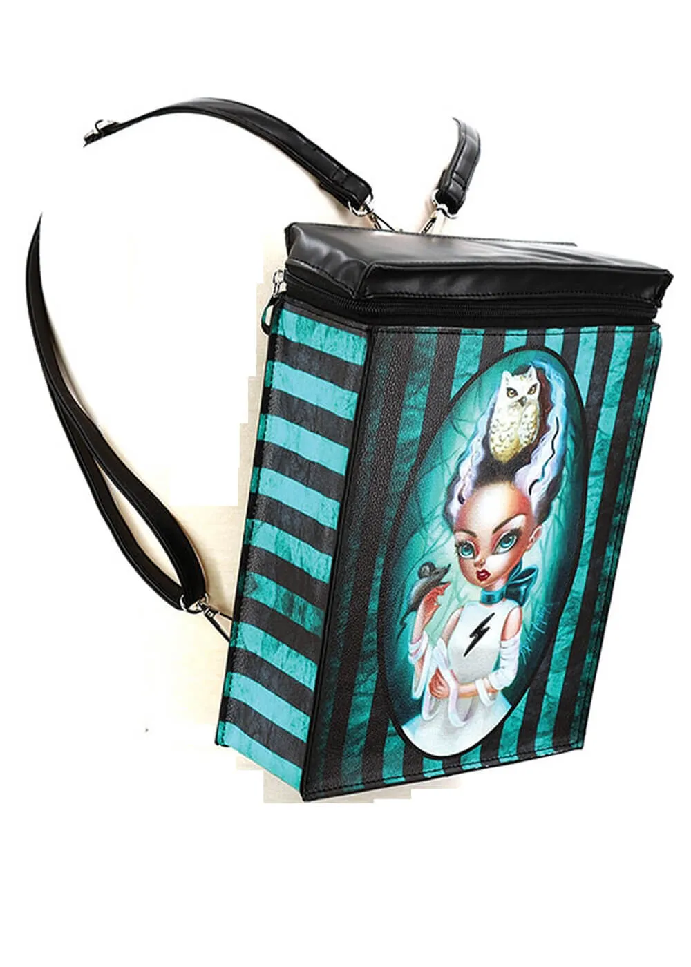 Succubus Bags Bride of Frankenstein Striped Backpack Black