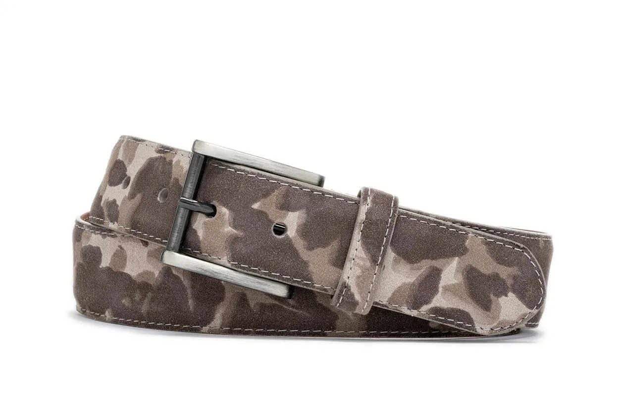 Sueded Camo Belt with Gunmetal Buckle