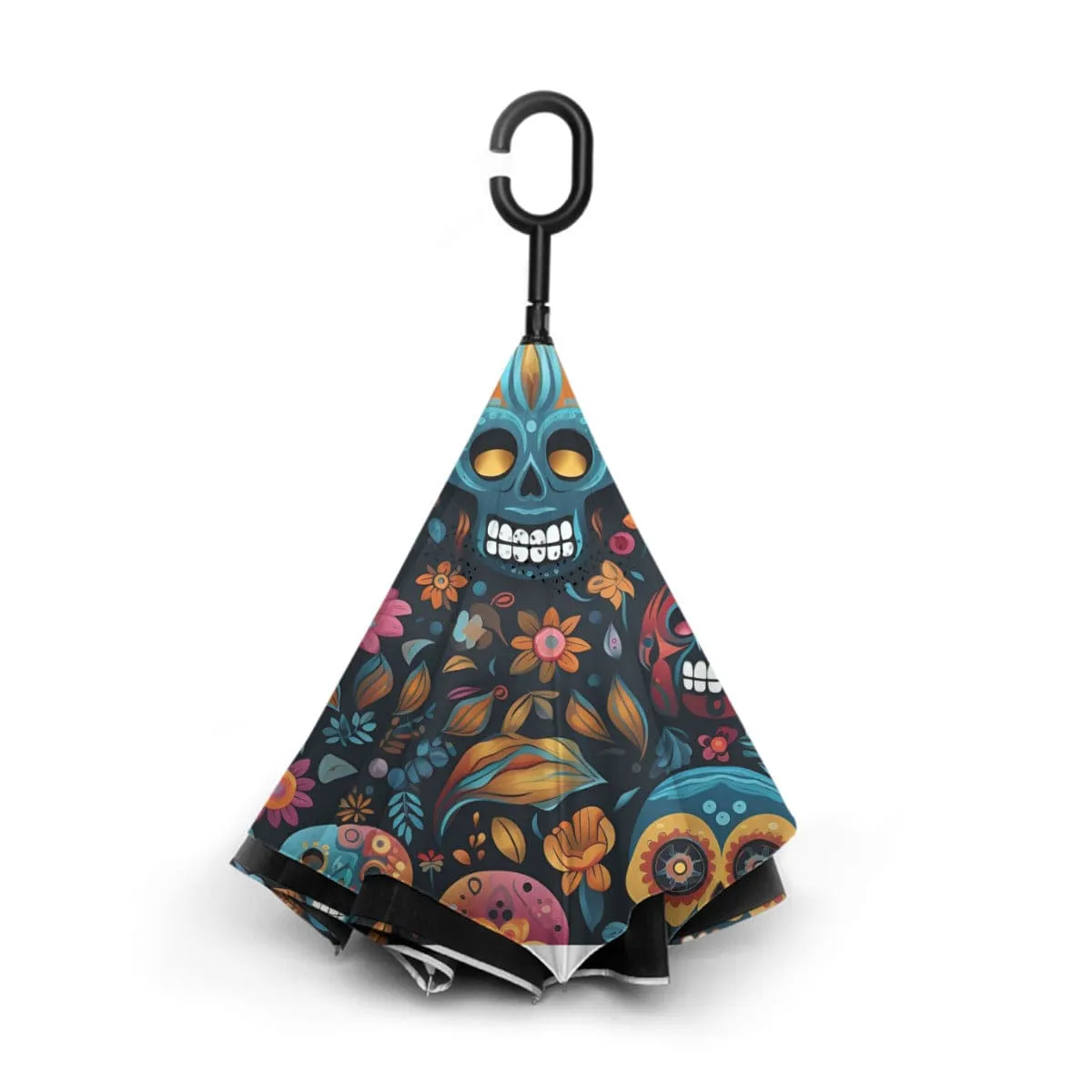 Sugar Skull Automatic Reversable Umbrella
