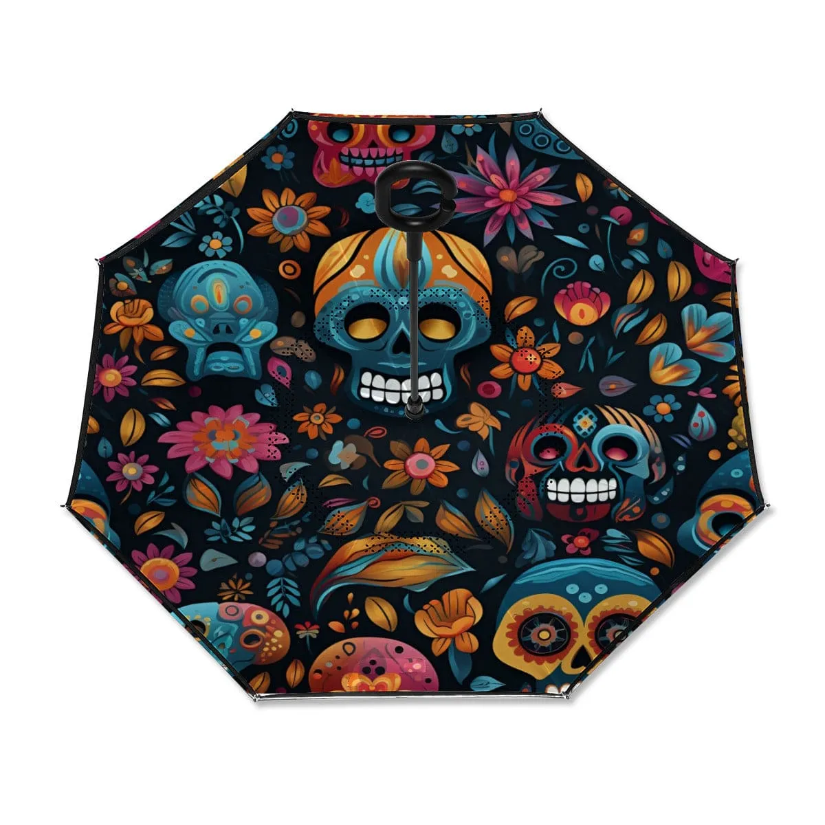 Sugar Skull Automatic Reversable Umbrella