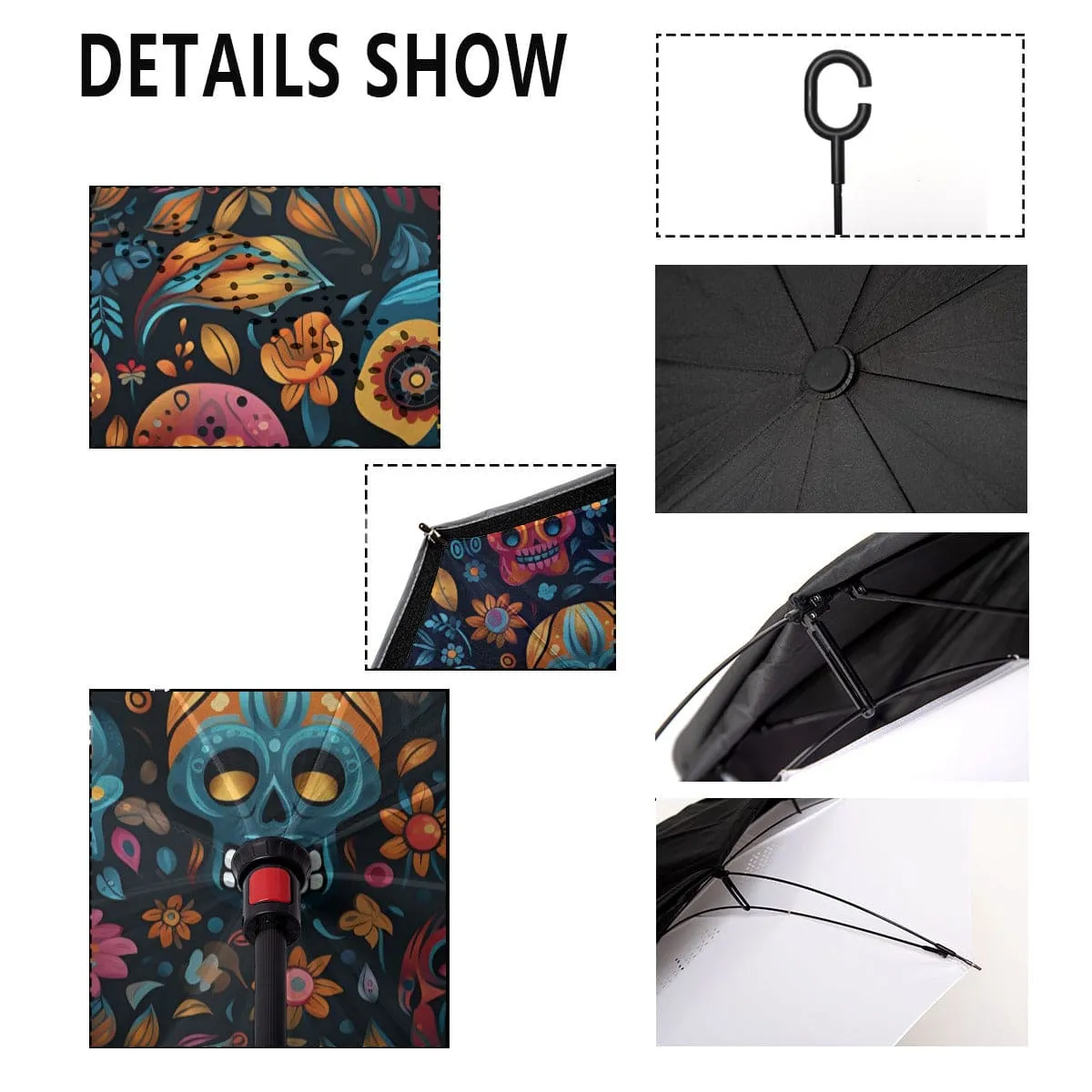 Sugar Skull Automatic Reversable Umbrella