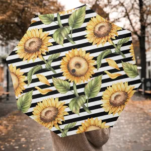 Sunflower Striped Travel Umbrella – Auto Open/Close