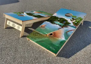 Tailing Redfish Cornhole Boards by Mark Erickson