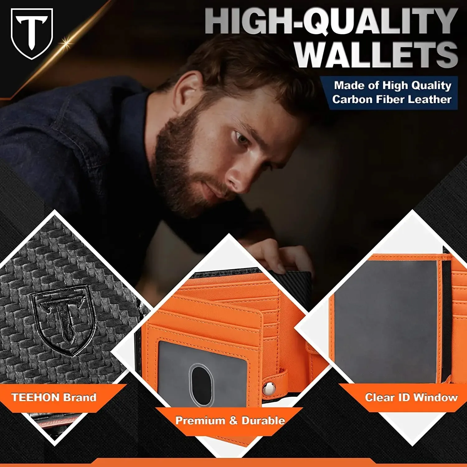 TEEHON Leather Smart Wallet with RFID Blocking Protection