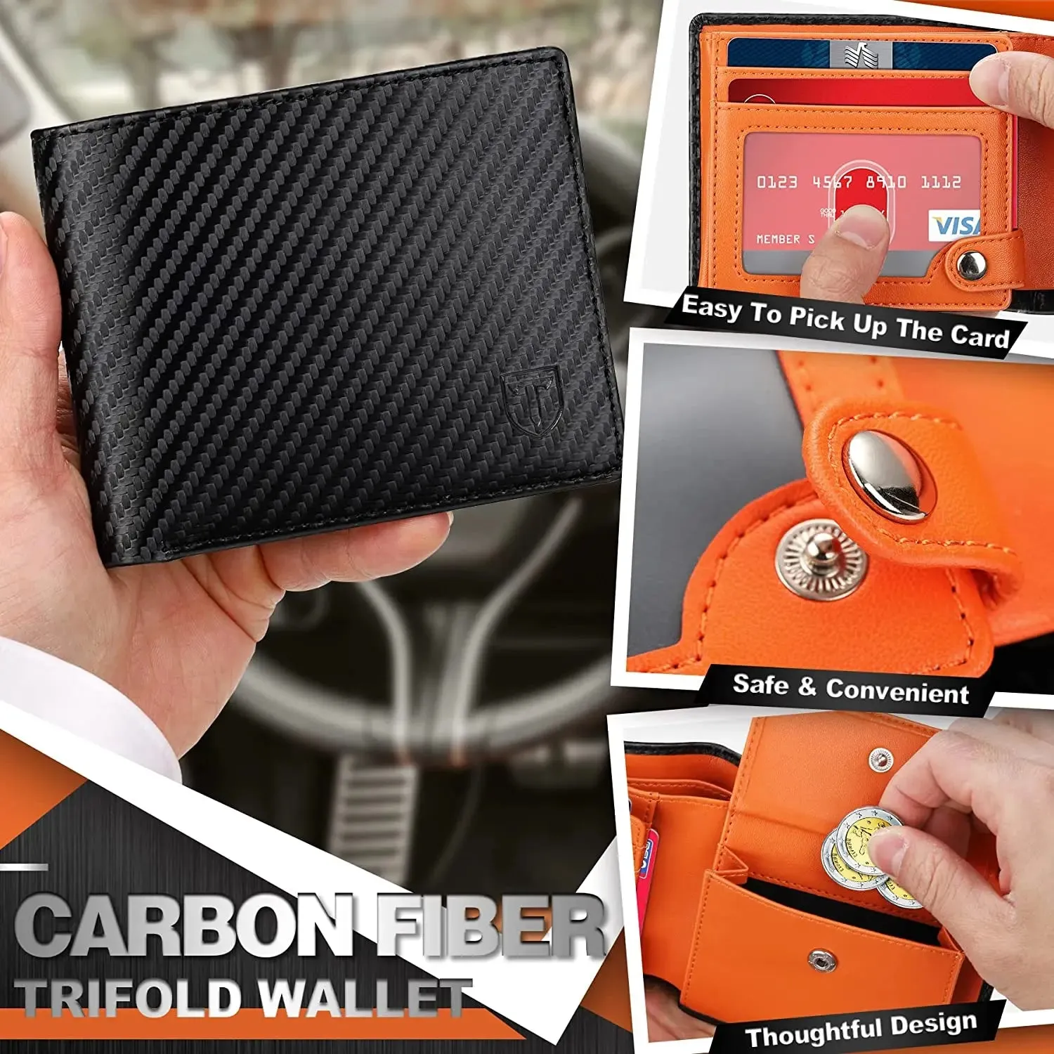 TEEHON Leather Smart Wallet with RFID Blocking Protection