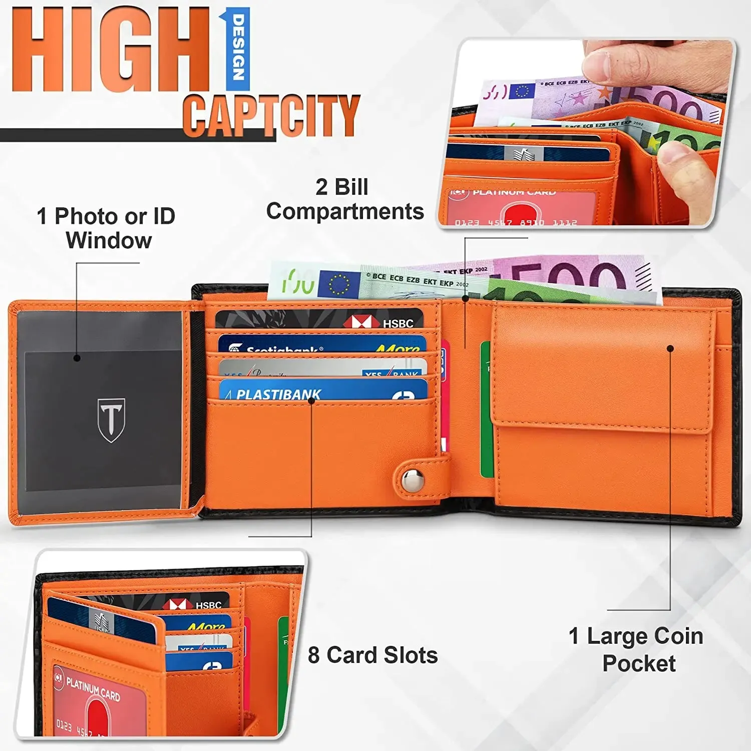 TEEHON Leather Smart Wallet with RFID Blocking Protection