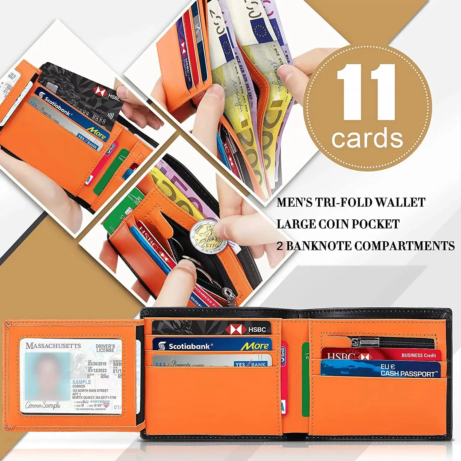 TEEHON Leather Smart Wallet with RFID Blocking Technology