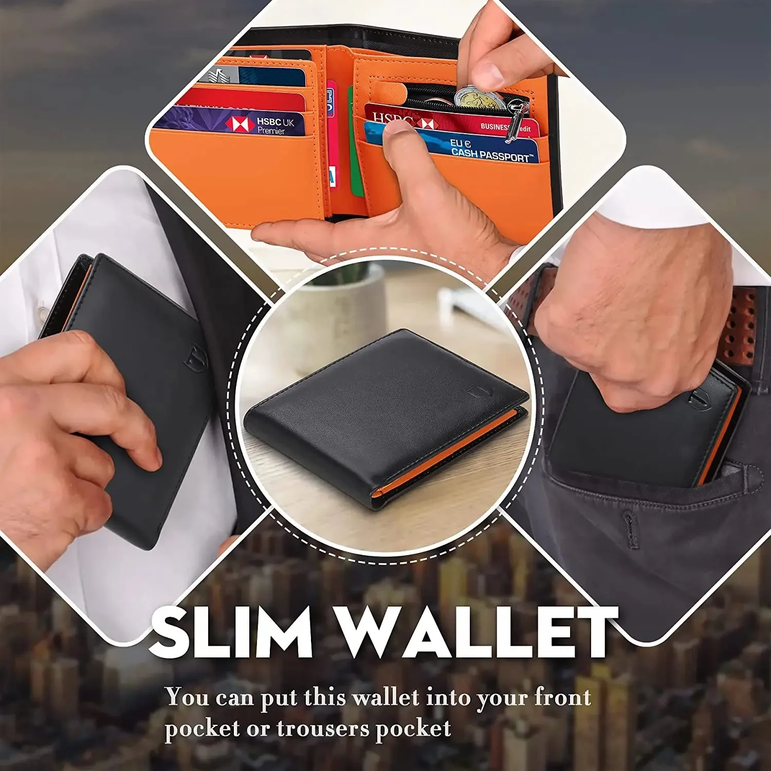 TEEHON Leather Smart Wallet with RFID Blocking Technology