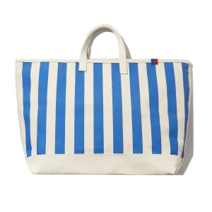 The All Over Striped Tote - Canvas/Royal Blue