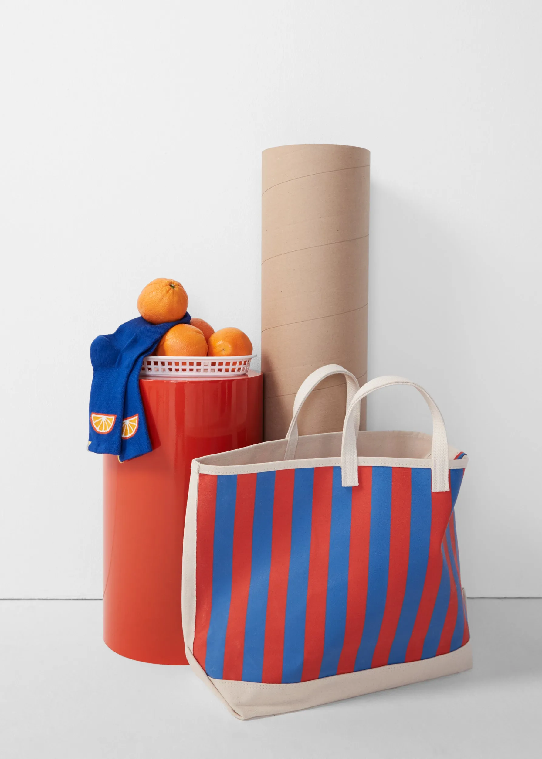 The All Over Striped Tote - Royal/Poppy