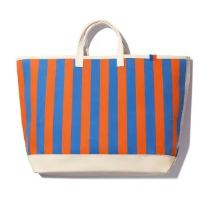 The All Over Striped Tote - Royal/Poppy