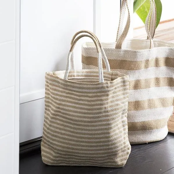 Thin Striped Shopper: Tan