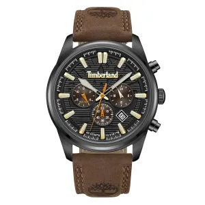 Timberland Northbridge Black-Plated Stainless Steel & Leather Strap Chronograph Watch