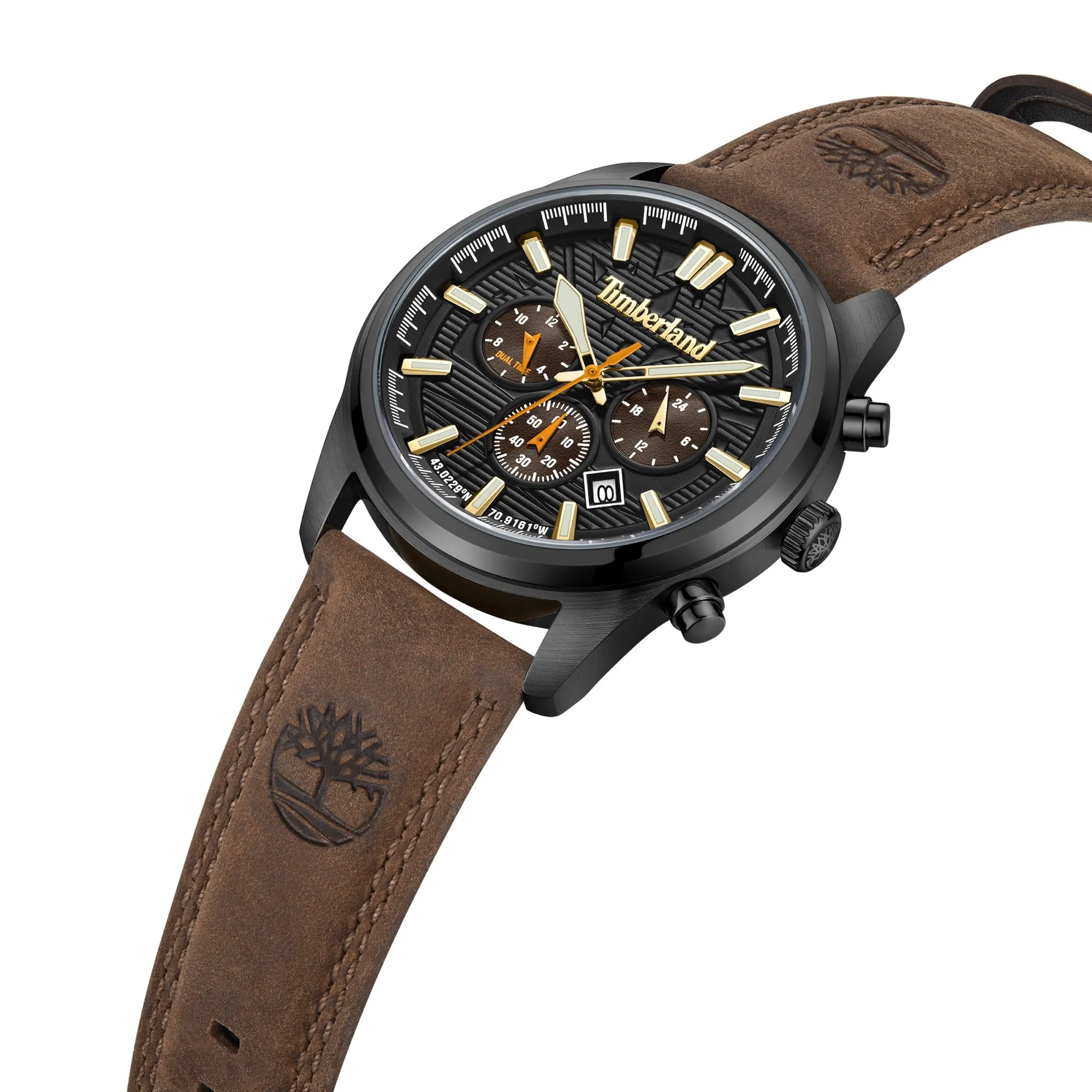 Timberland Northbridge Black-Plated Stainless Steel & Leather Strap Chronograph Watch