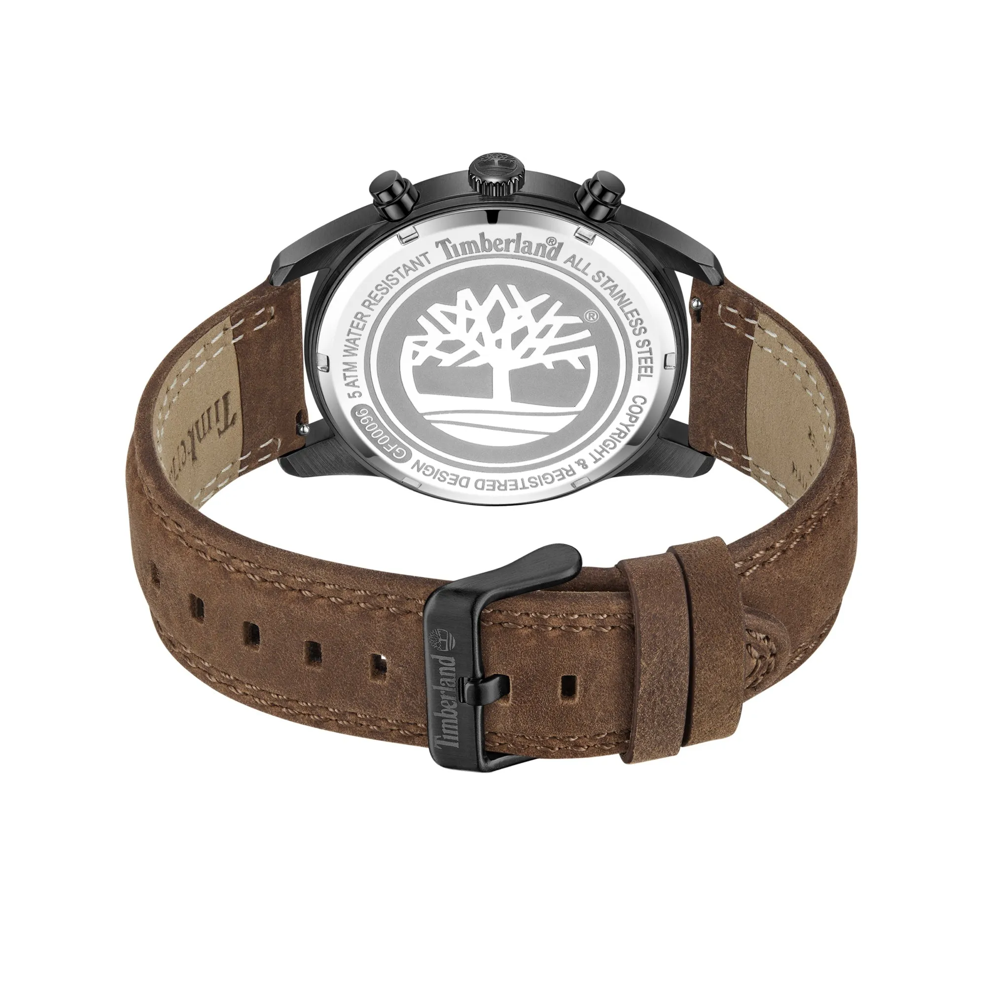 Timberland Northbridge Black-Plated Stainless Steel & Leather Strap Chronograph Watch