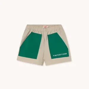 Tiny Cottons - Colour block shorts - vanilla / emerald