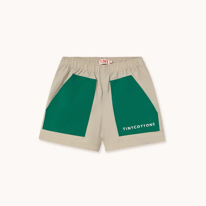 Tiny Cottons - Colour block shorts - vanilla / emerald