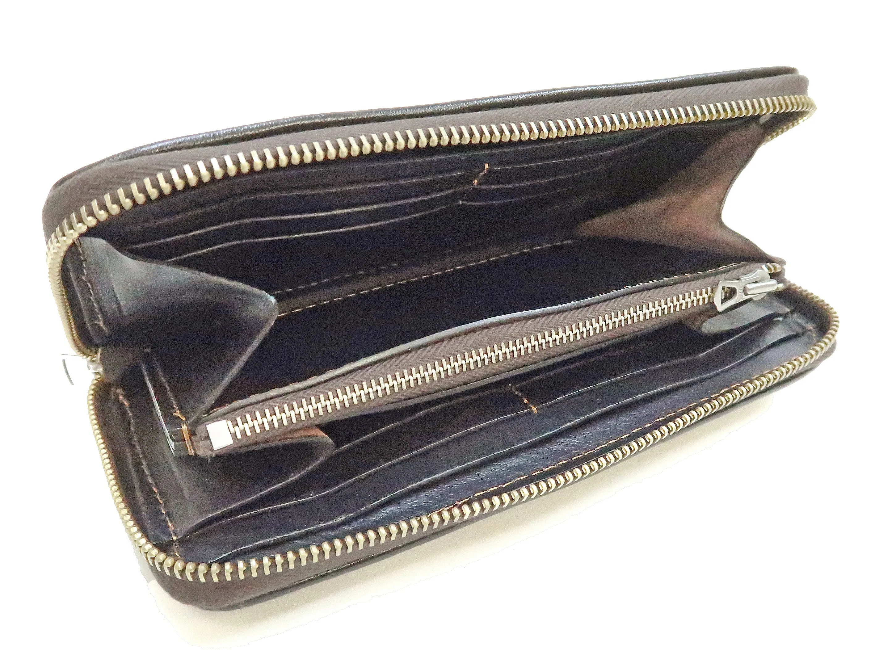 TOYS McCOY Zip-Around Long Leather Wallet Men's Casual Quilted Horsehide Leather Wallet with Three-Sided Zip TMA2506 050 Brown