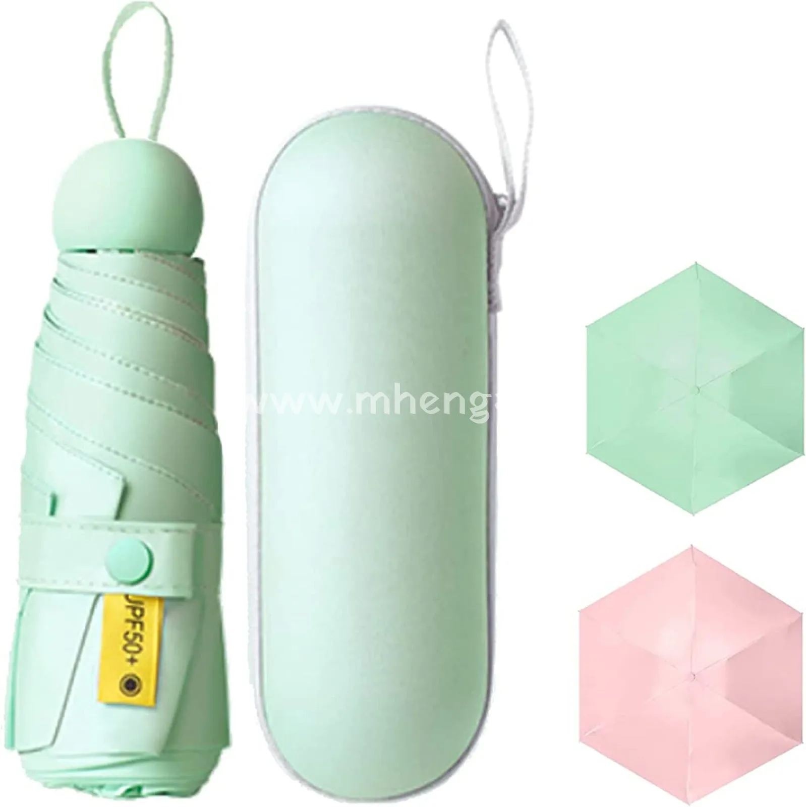 Travel Umbrella capsule, UPF50  Small Mini Umbrella with Case Folding and Portable, Compact Design Sun Umbrellas for Rain, Lightweight Rain&Sun Umbrellas for for Women Girls
