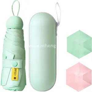 Travel Umbrella capsule, UPF50  Small Mini Umbrella with Case Folding and Portable, Compact Design Sun Umbrellas for Rain, Lightweight Rain&Sun Umbrellas for for Women Girls