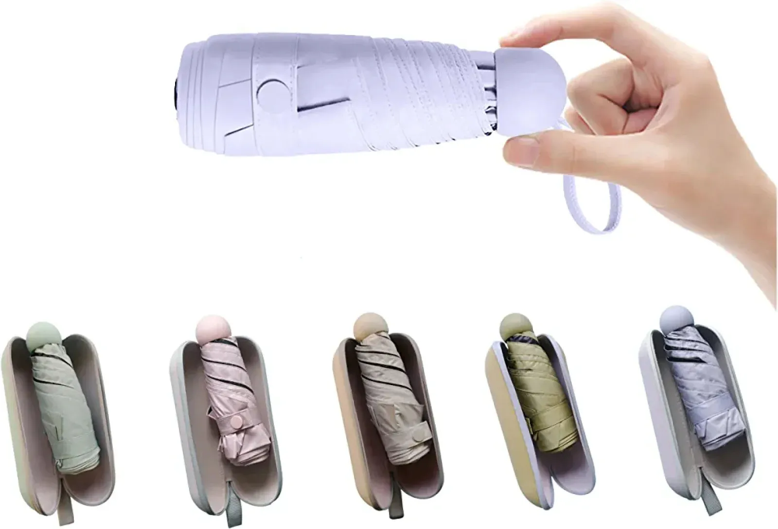 Travel Umbrella capsule, UPF50  Small Mini Umbrella with Case Folding and Portable, Compact Design Sun Umbrellas for Rain, Lightweight Rain&Sun Umbrellas for for Women Girls