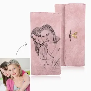 Unique Picture Engraved Leather Wallet