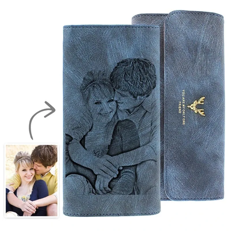 Unique Picture Engraved Leather Wallet