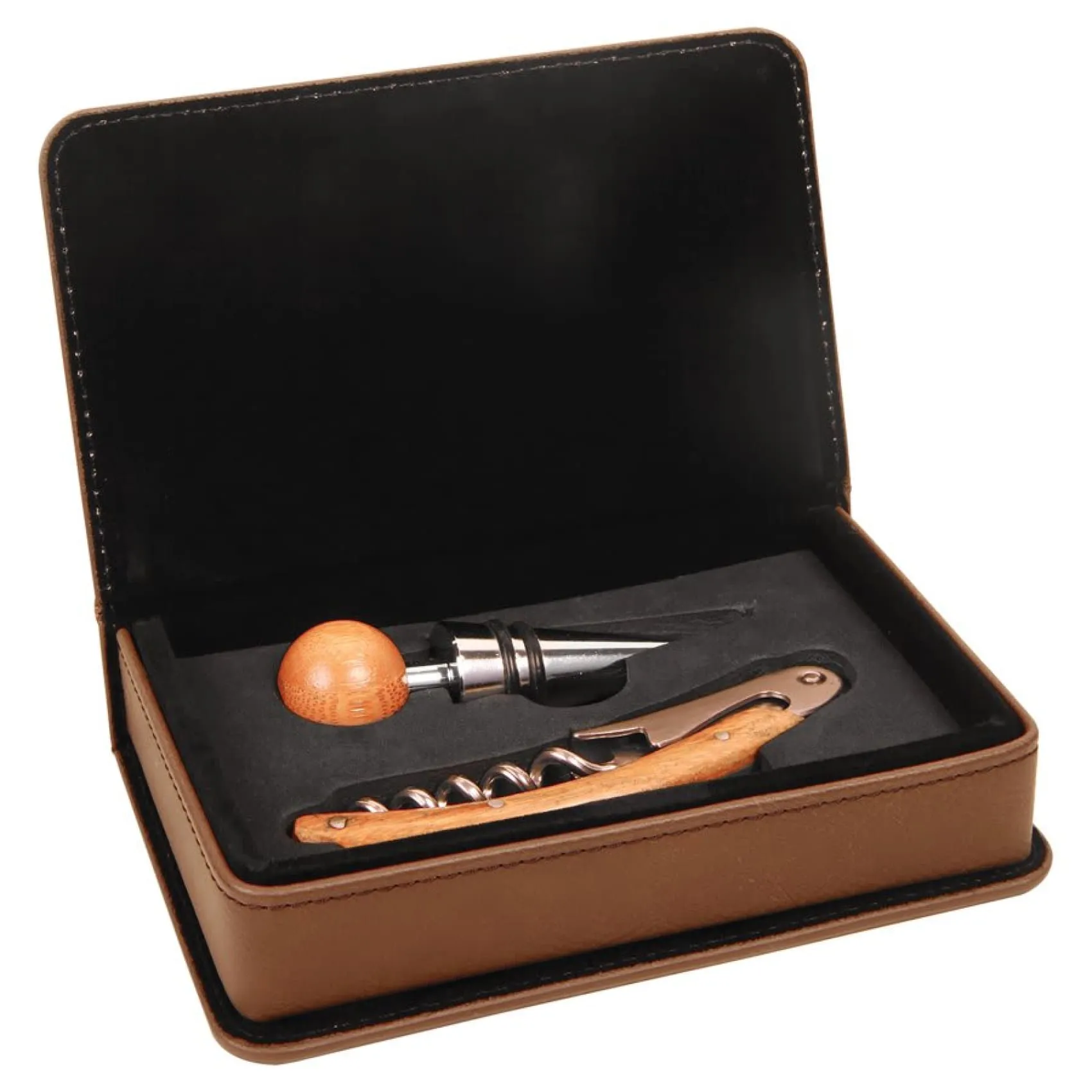 Vegan Leather 2-Piece Wine Tool Set