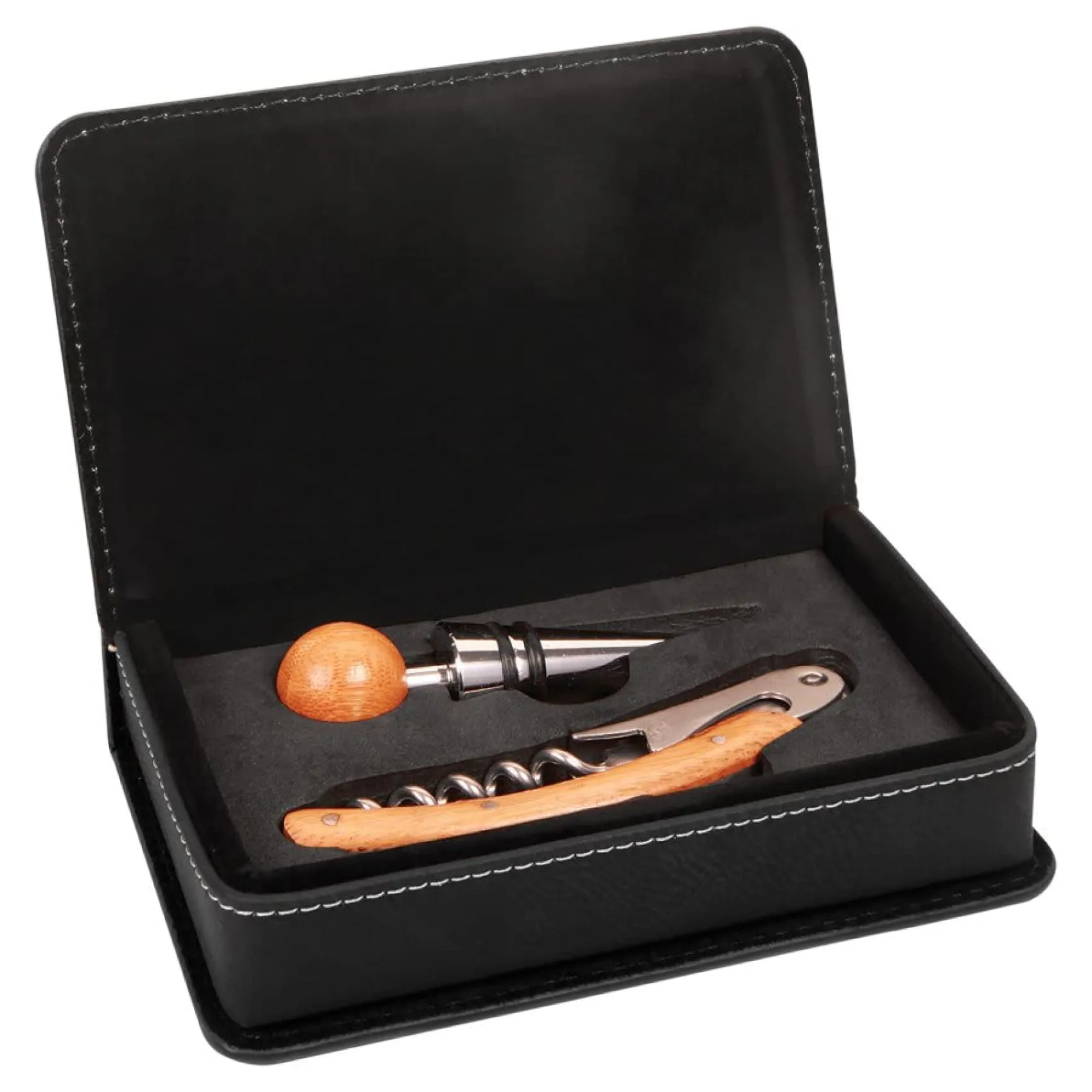 Vegan Leather 2-Piece Wine Tool Set