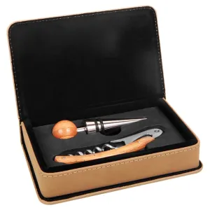 Vegan Leather 2-Piece Wine Tool Set