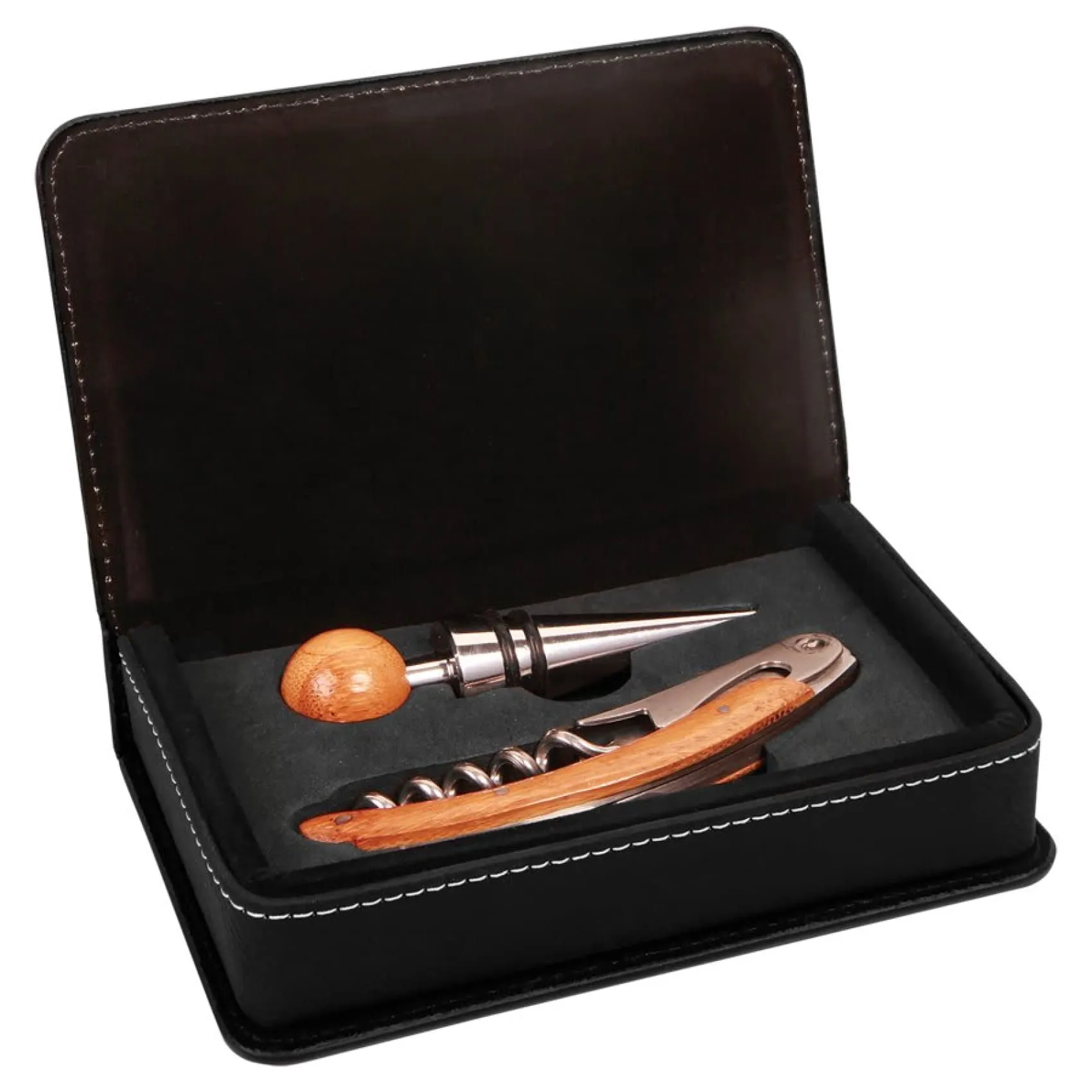 Vegan Leather 2-Piece Wine Tool Set