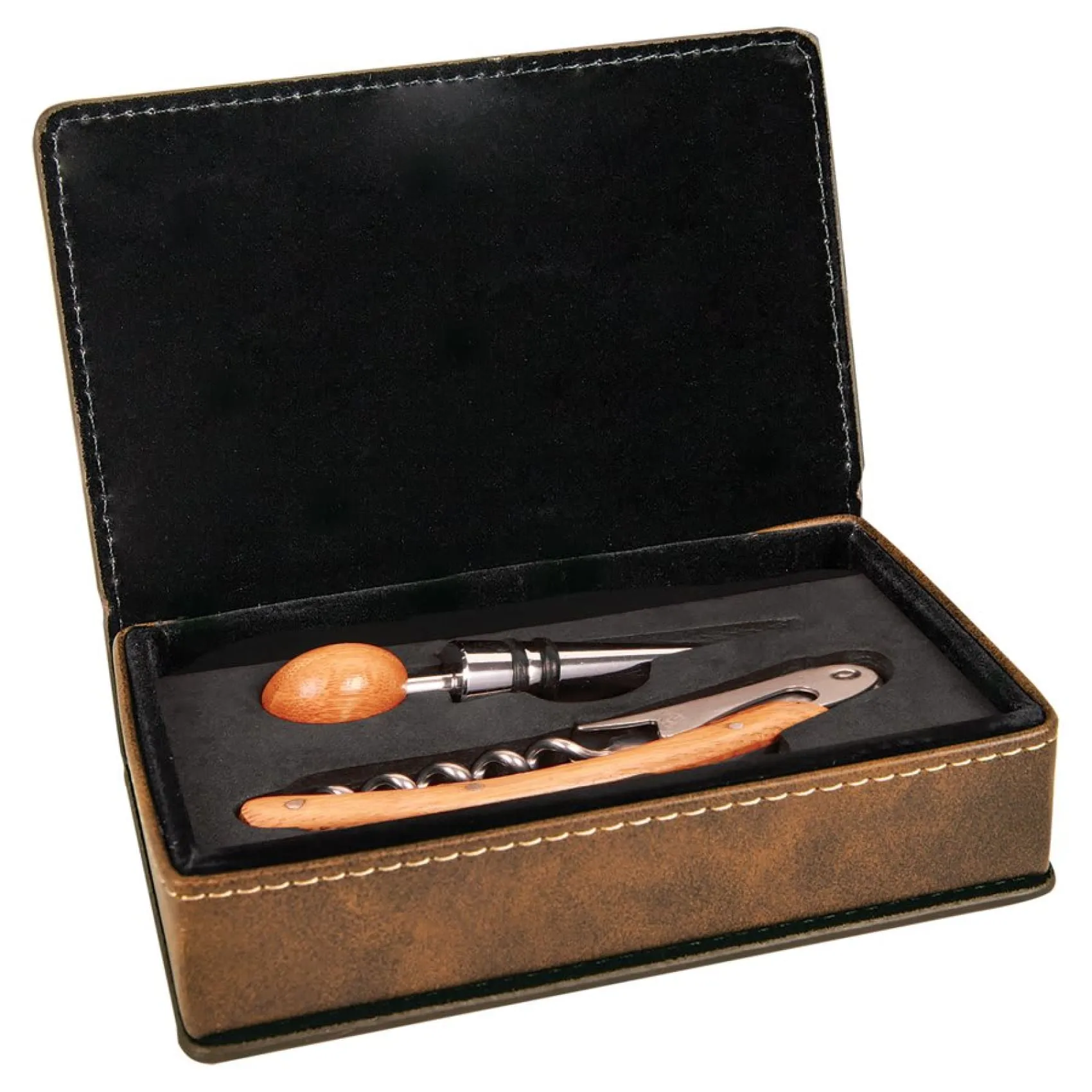 Vegan Leather 2-Piece Wine Tool Set