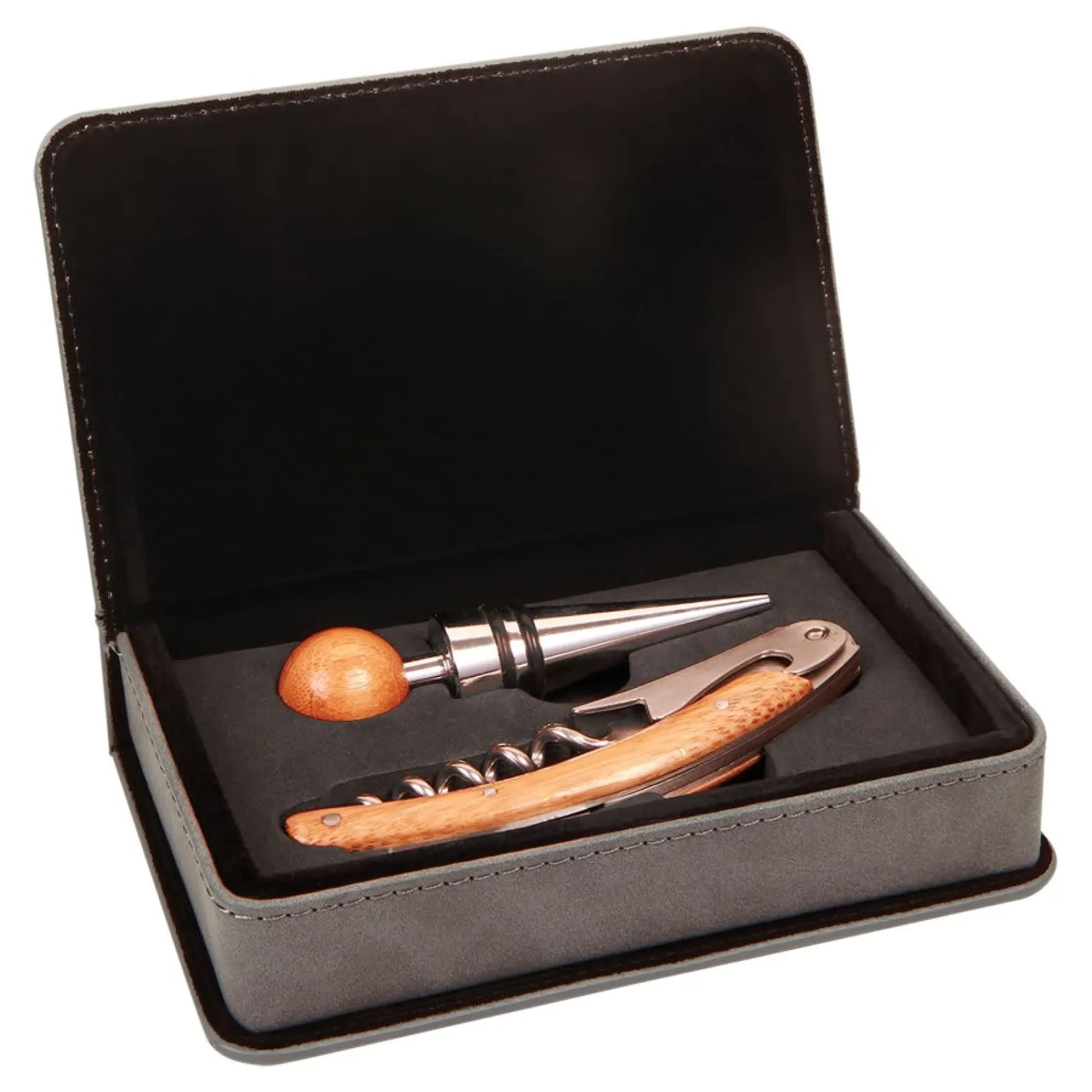 Vegan Leather 2-Piece Wine Tool Set