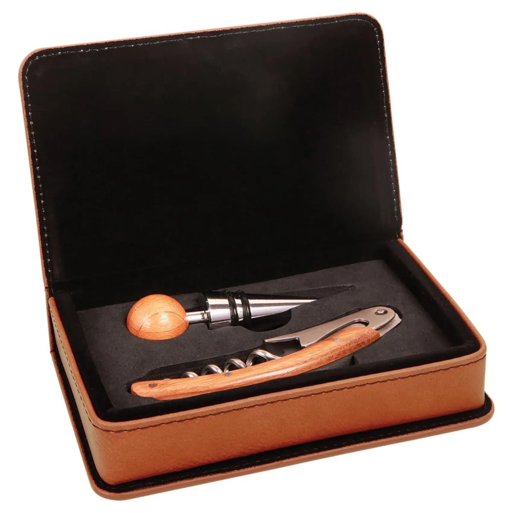 Vegan Leather 2-Piece Wine Tool Set