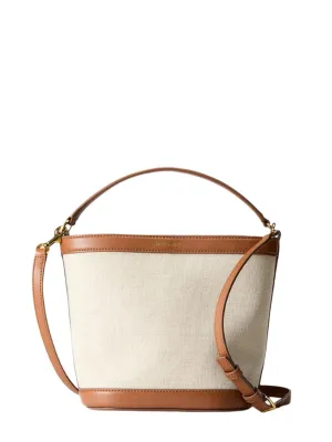 Veronica Beard Small Canvas Feedbag in Natural Linen/Hazelwood