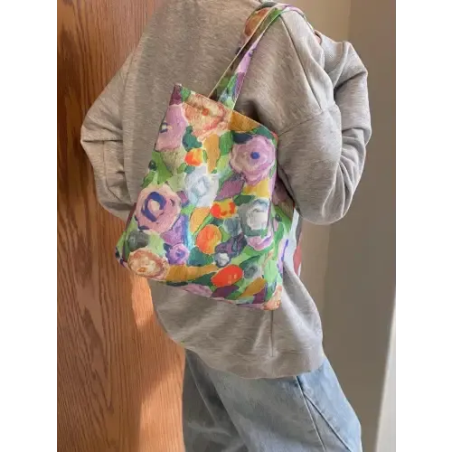 Vibrant Floral Canvas Handbag