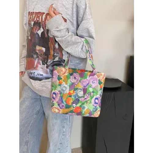 Vibrant Floral Canvas Handbag